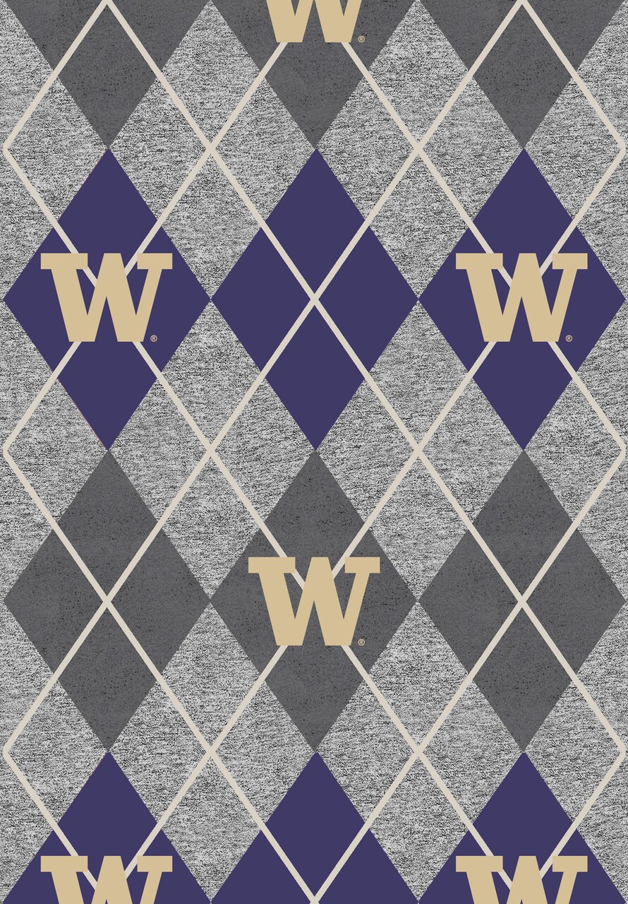 Sykel Enterprises-University of Washington Fleece Fabric-Washington Huskies Heather Argyle Fleece Blanket Fabric-Sold by the yard